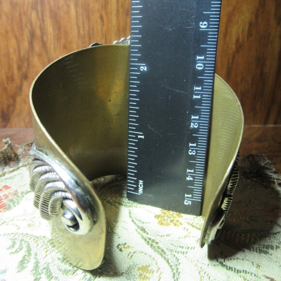 Steampunk Large Wrist Cuff Watch Face Wings Ornate Filigree Chunky Bracelet - Picture 13 of 15